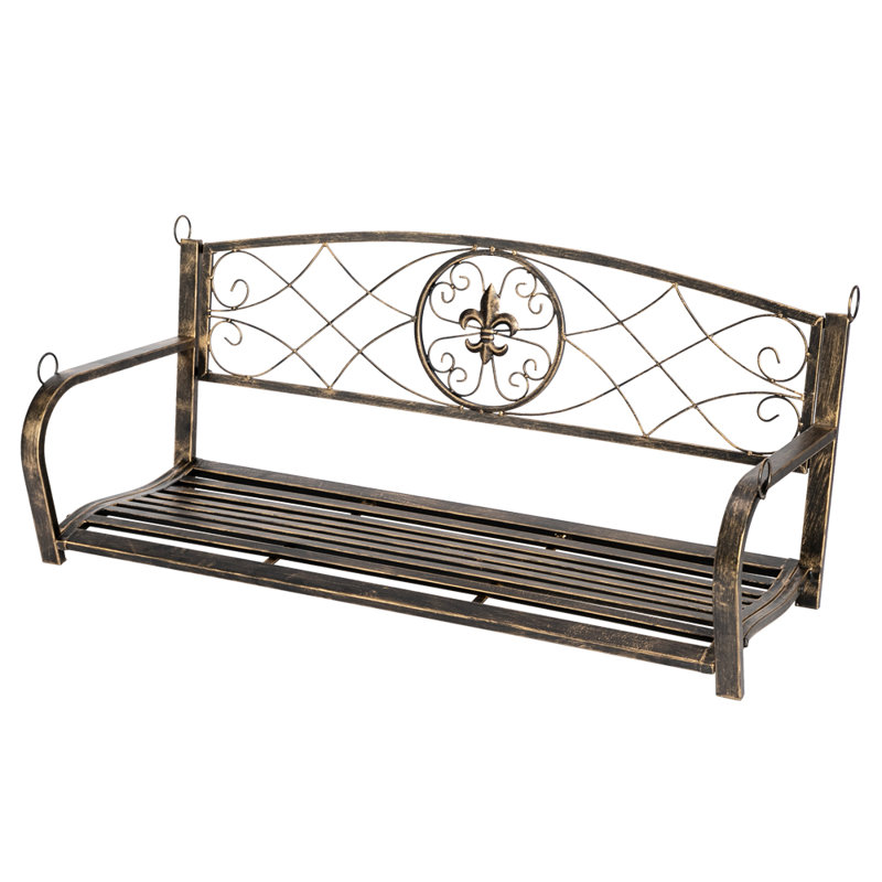 Astoria Grand Outdoor Hanging Hammock Swing Bench Metal Fleur De Lis Patio Porch Furniture Wayfair Ca