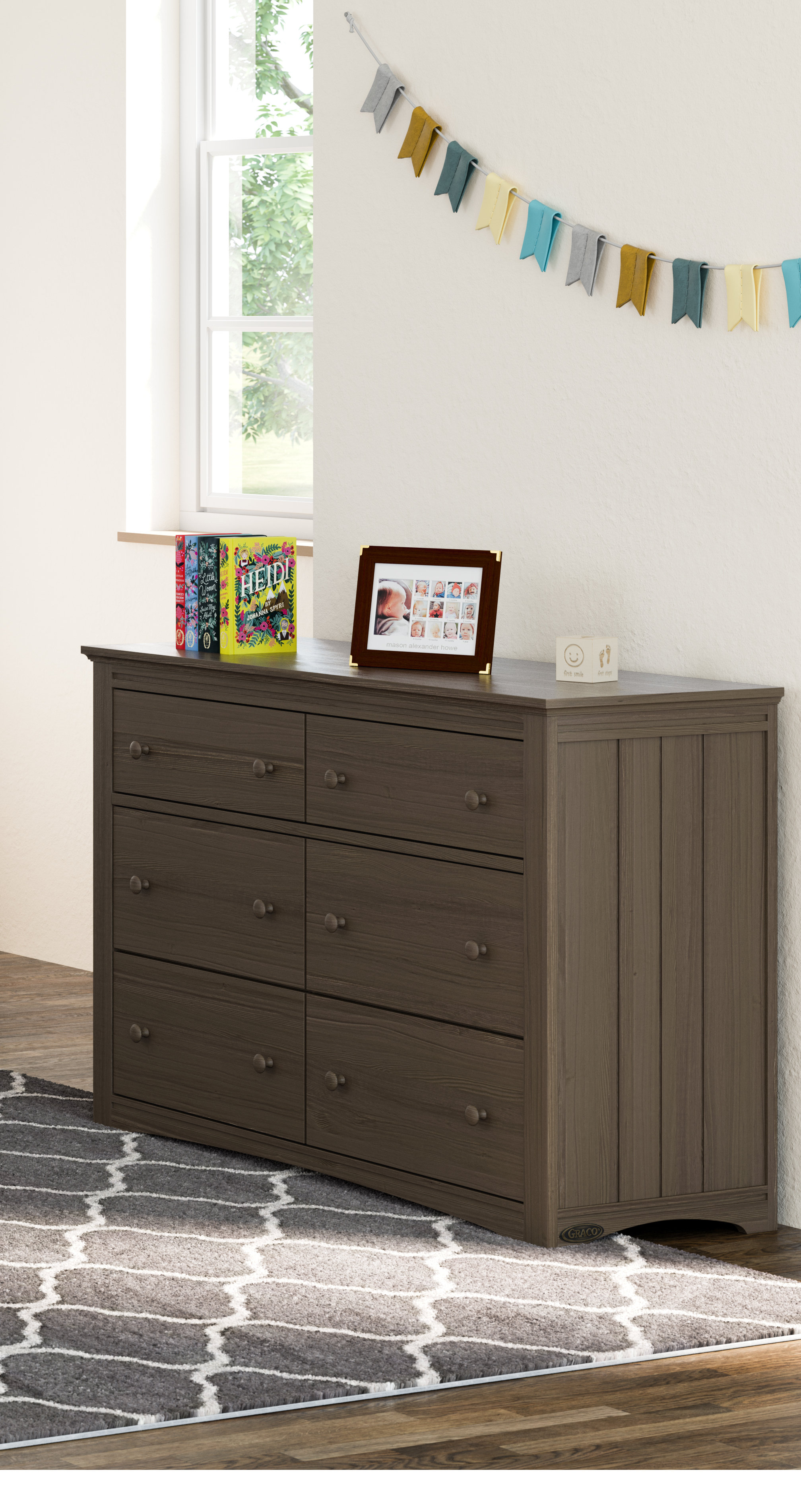 graco pebble gray 6 drawer dresser