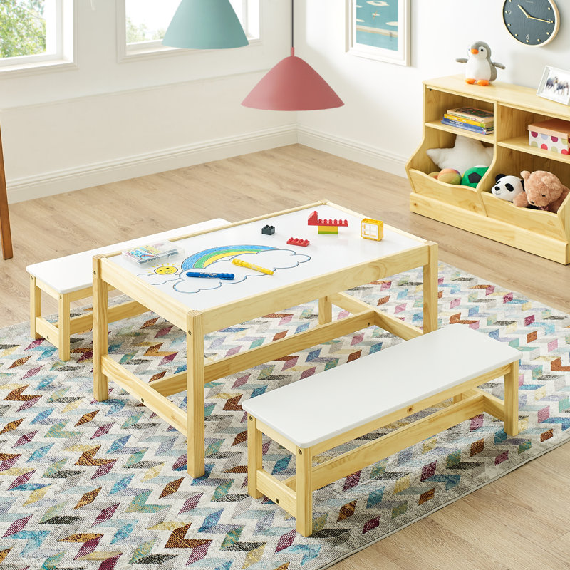 childrens bench and table set