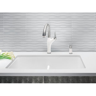 White Kitchen Sinks You Ll Love Wayfair Diamond 32 L X 19 25 W Double Basin Undermount Kitchen Sink With Clips