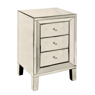 Shey 3 Drawer Mirrored End Table with Storage by Rosdorf Park