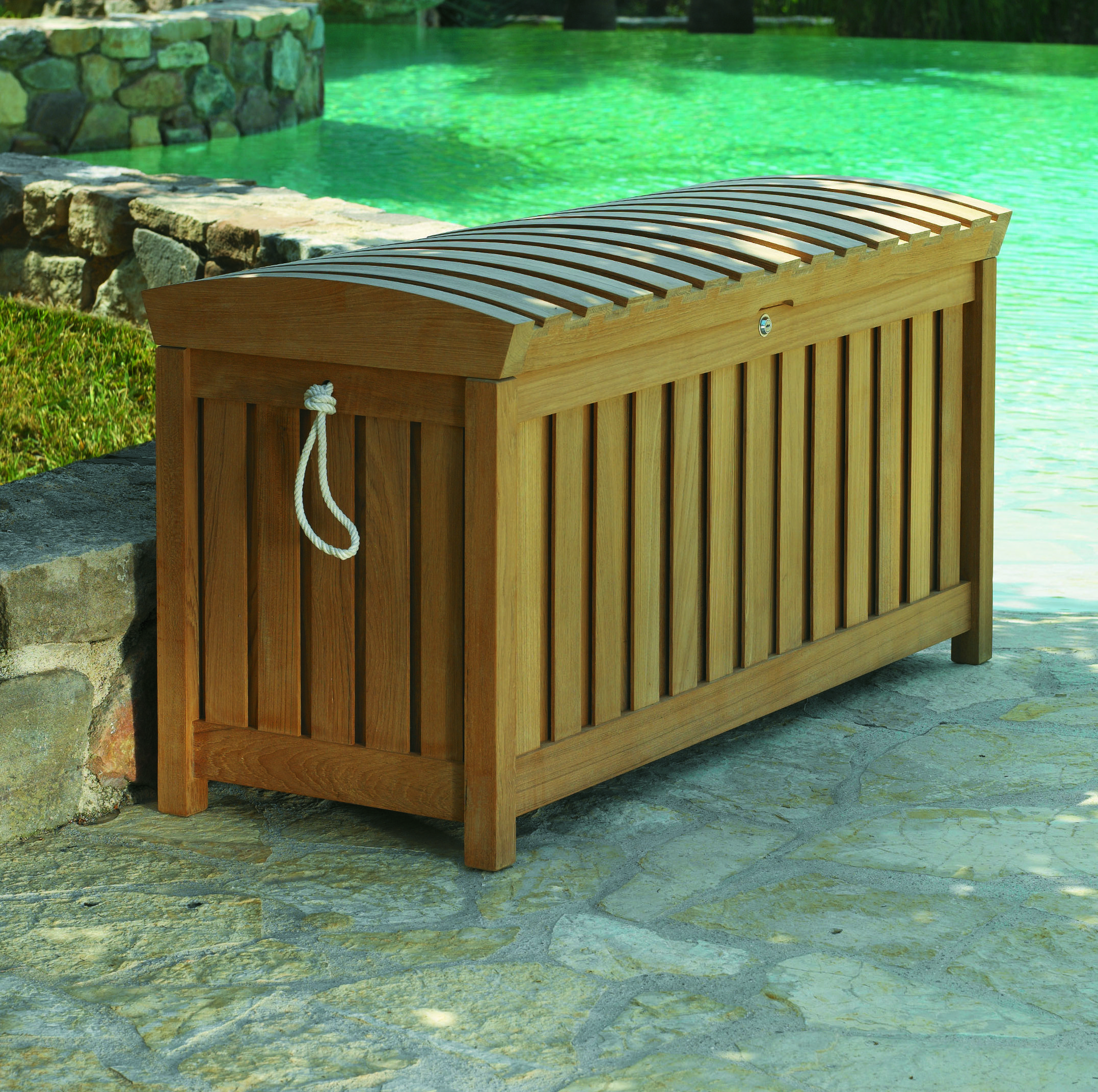 Les Jardins Water Resistant Teak Solid Wood Deck Box in Brown Wayfair