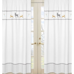 Forest Deer Wildlife Semi-Sheer Rod pocket Curtain Panels (Set of 2)