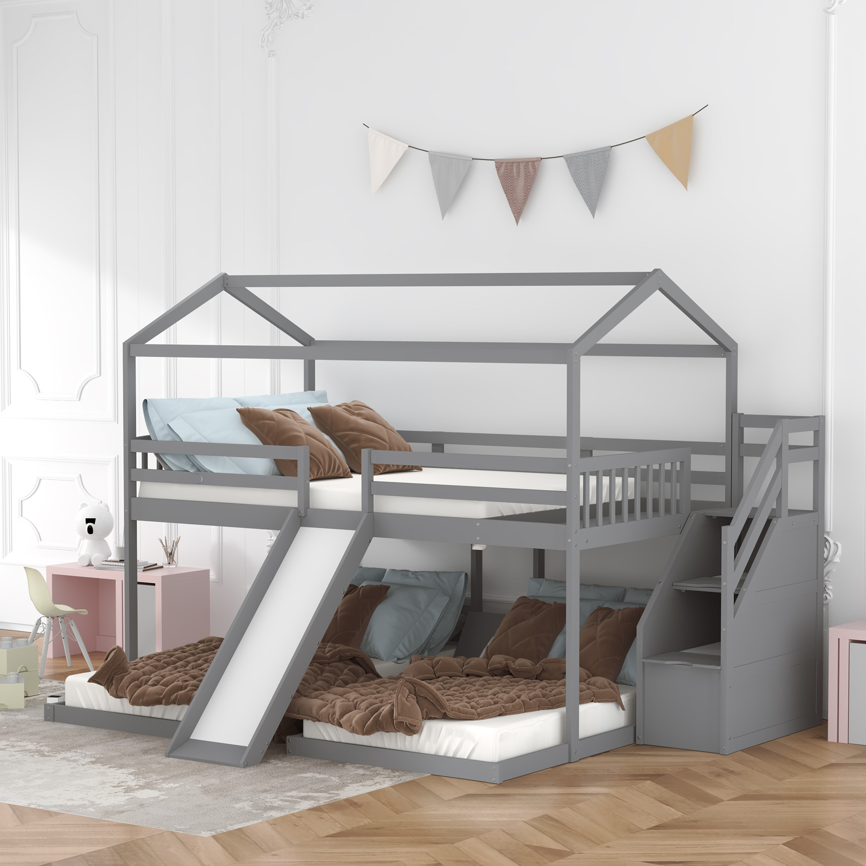 Harper Orchard Tooleville Twin Over Twin Over Full Standard Bunk Bed by ...