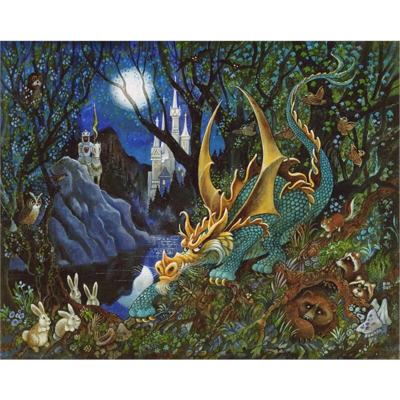 Moon Dragon by Bill Bell - Wrapped Canvas Print