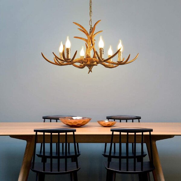 Vintage Antler LED Chandelier Light Retro Deer Horn Restaurant Pendant Lamp Bulb 