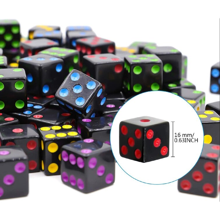 choicestrade 16Mm Bulk Games Dice Colorful Six-Sided Square For Gaming Supplies Game Accessories And Classroom(100Pcs) | Wayfair