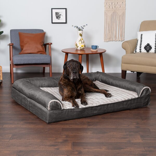 Available in Multiple Colors & Styles Furhaven Pet Dog Bed Orthopedic Sofa-Style Traditional Living Room Couch Pet Bed w/ Removable Cover for Dogs & Cats 