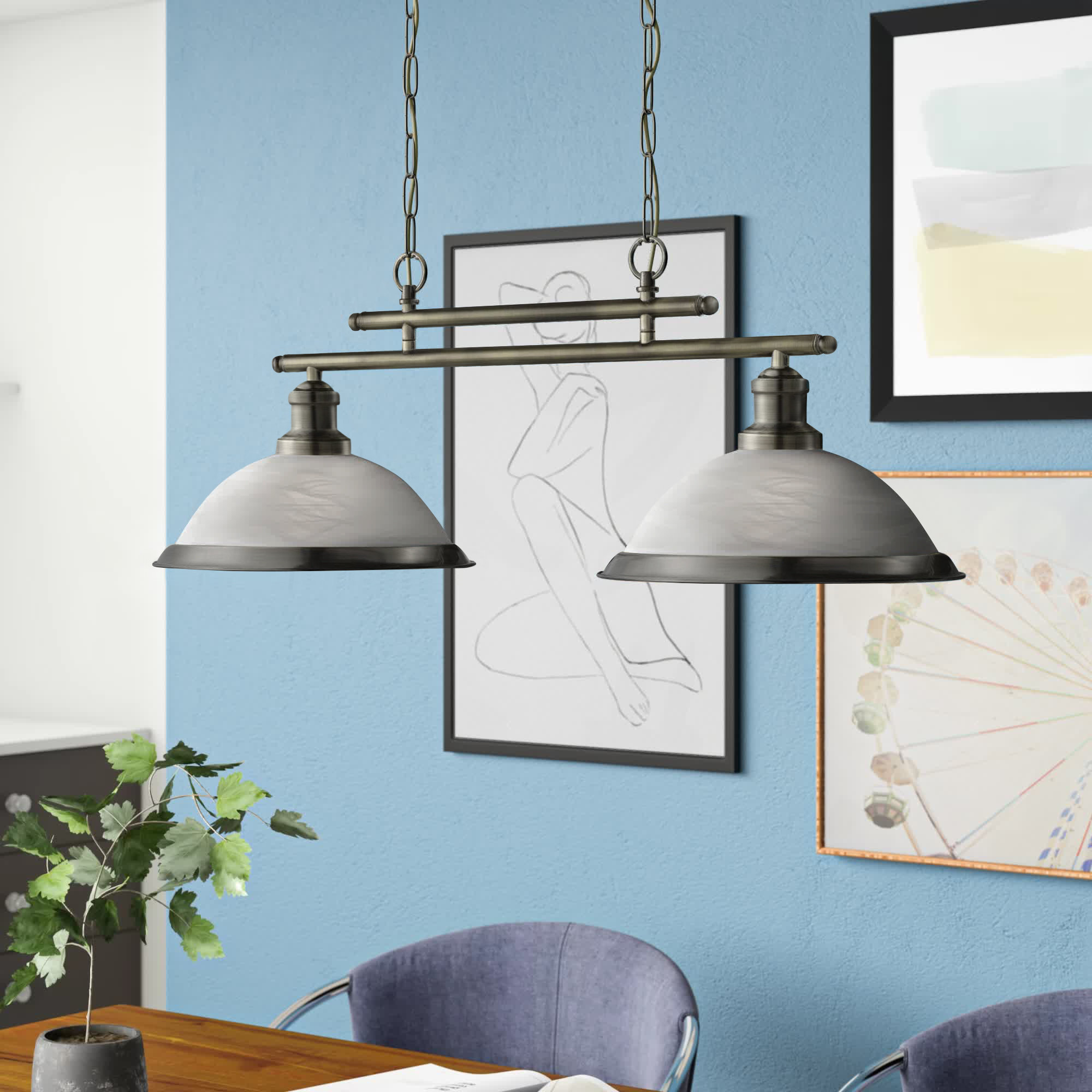 East Urban Home Beverley 2 Light Kitchen Island Dome Pendant