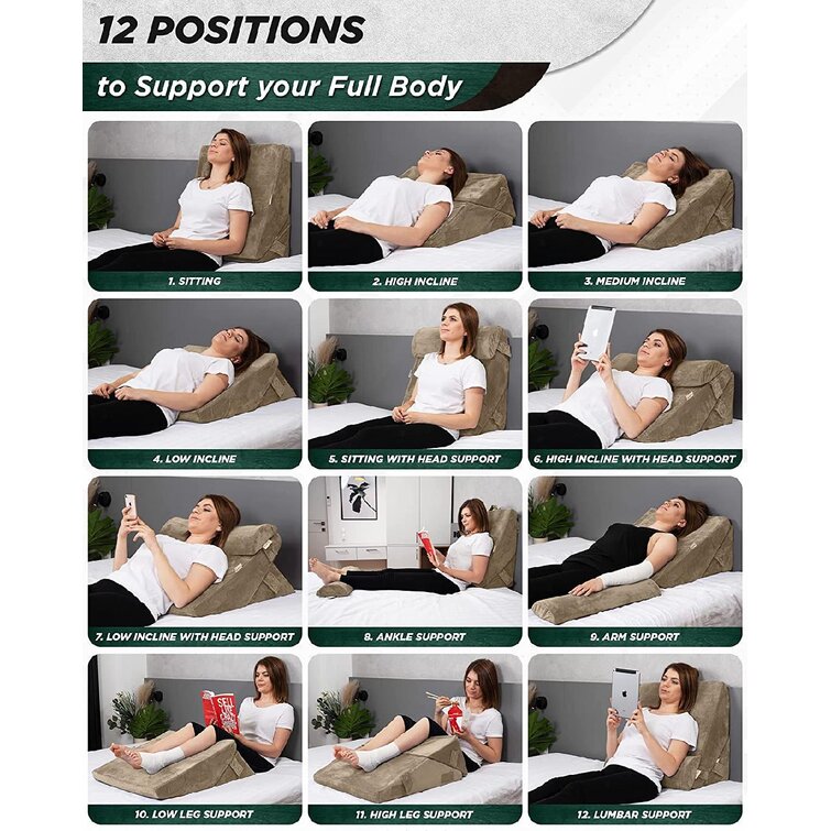 Memory Foam Wedge Pillow System Comfort Sleep Adjustable Bed Back Lumbar Support 