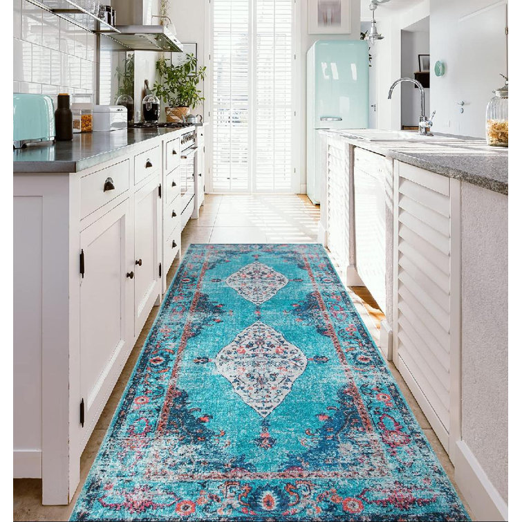 Golie Abstract Machine Woven Red - Turquoise Area Rug