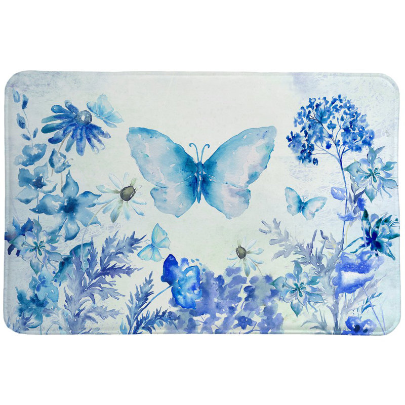Red Barrel Studio Etowah Butterfly Rectangle Non Slip Floral Bath Rug Wayfair