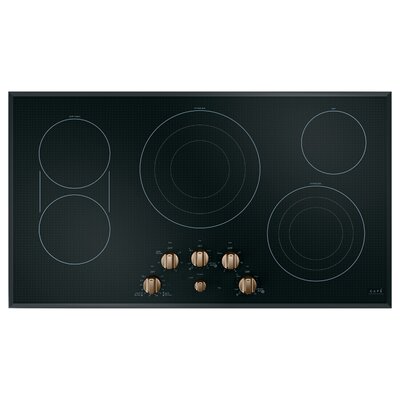 Caf 36" Built-In Knob Control Electric Cooktop with 5 Burners  Hardware Finish: Copper