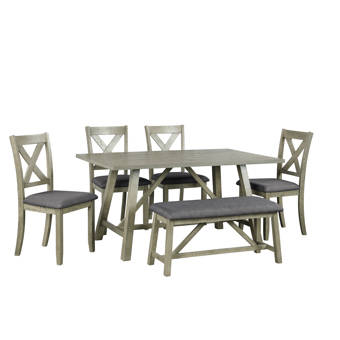 August Grove Bop 3 Piece Pine Solid Wood Breakfast Nook Dining Set Reviews Wayfair