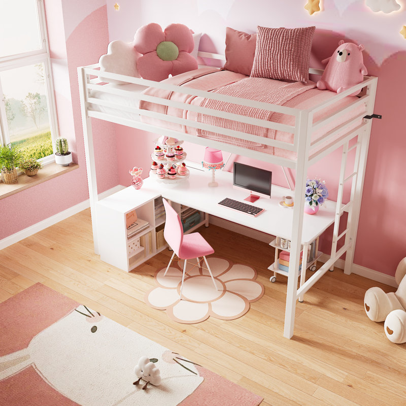 Braga Twin Platforms Loft Bed by Isabelle & Max Color:  White