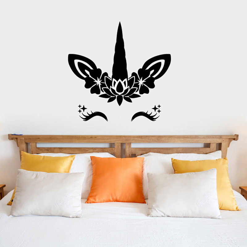 Ebern Designs Unicorn Face And Lashes Vinyl Wall Decal Wayfair
