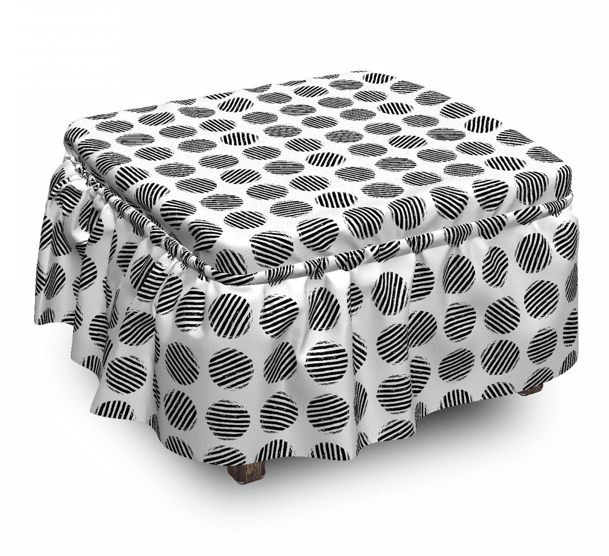 East Urban Home Striped Rounds Art Ottoman Slipcover Wayfair