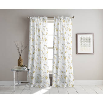 Dkny Wallflower 100 Cotton Floral Sheer Rod Pocket Curtain Panels