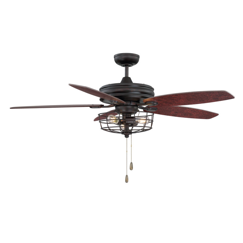 52 Glenpool 5 Blade Caged Ceiling Fan With Pull Chain And Light Kit Included Reviews Joss Main