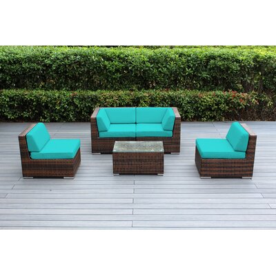 Baril 5 Piece Sofa Seating Group With Cushions Wade Logan Color Mixed Brown Fabric Sunbrella Aruba