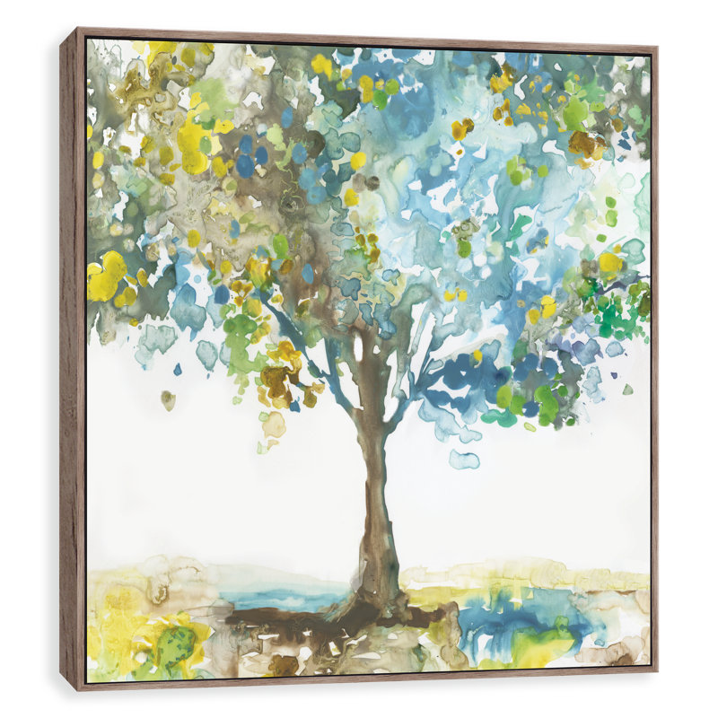Winston Porter Majestic Blue Framed Watercolor Painting Print On