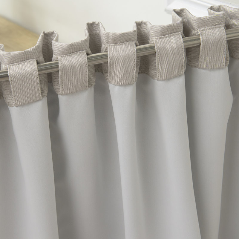 Vicenta Basketweave Faux Linen Solid Blackout Back Tab Top Curtain