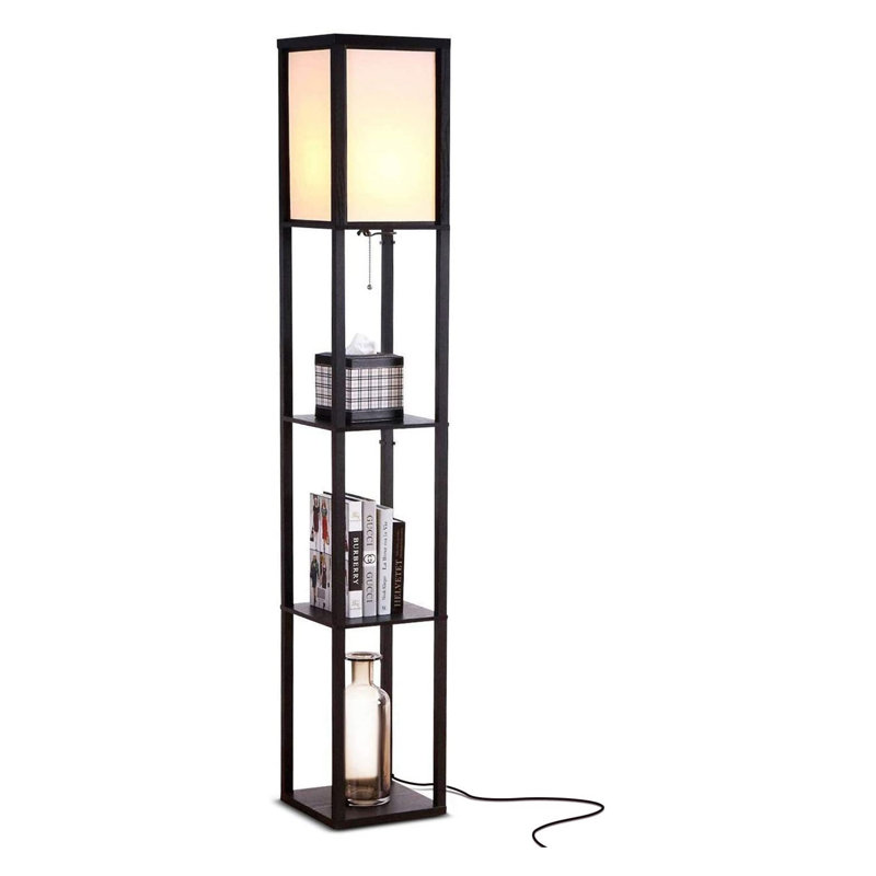 Brightech Maxwell Modern Led Shelf Floor Lamp Skinny End Table Nightstand For Bedroom Combo Narrow Side Table With Standing Accent Light Attached Asian Tower Book Shelves Black Wayfair Ca