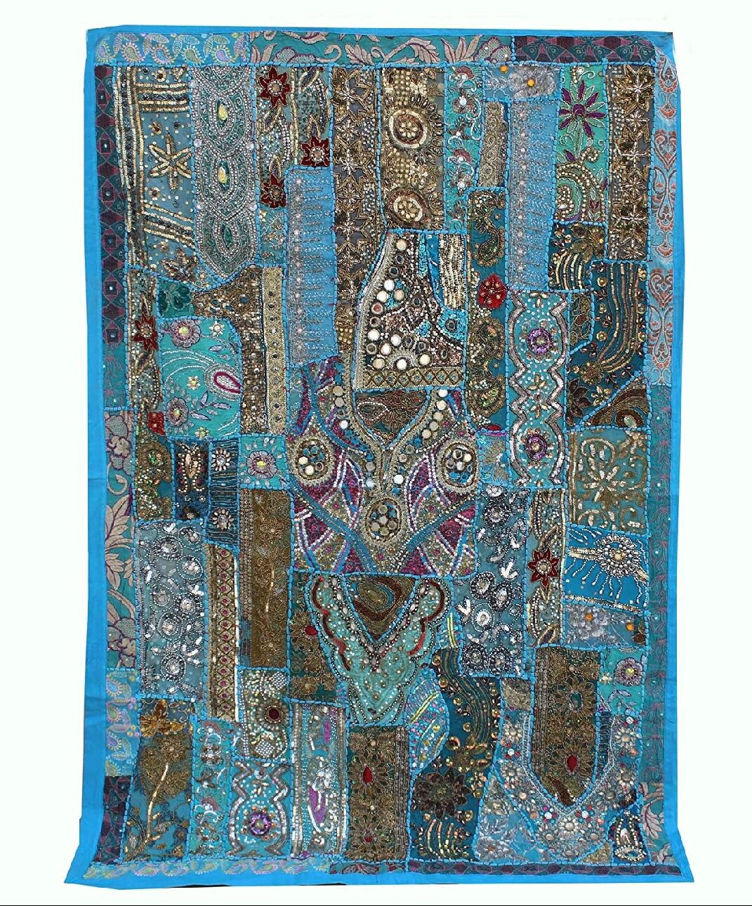 Indian Beaded Wall Hanging Patchwork Embroidered Bohemian Wall Decor Tapestry