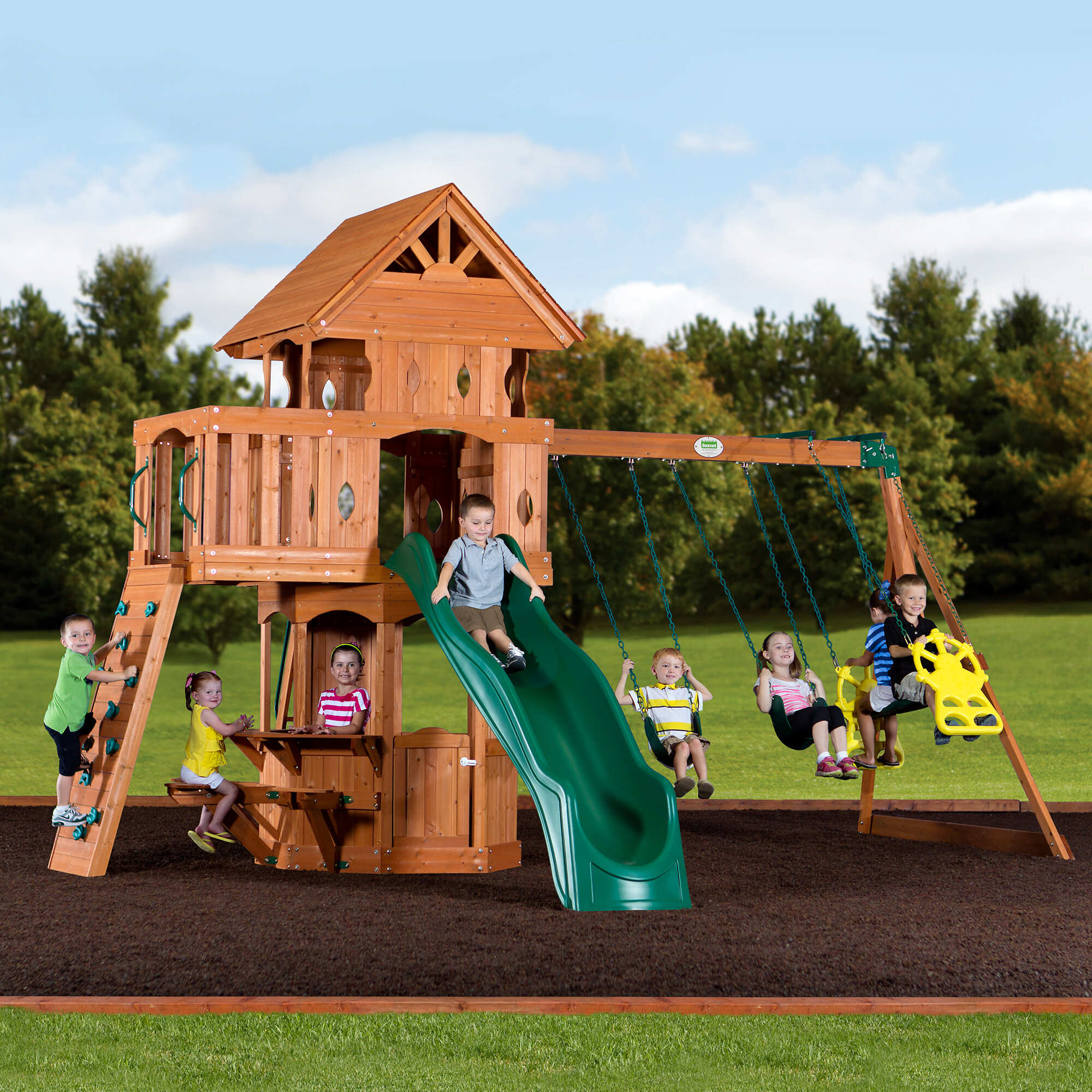 Saratoga Cedar Swing Set Wayfair