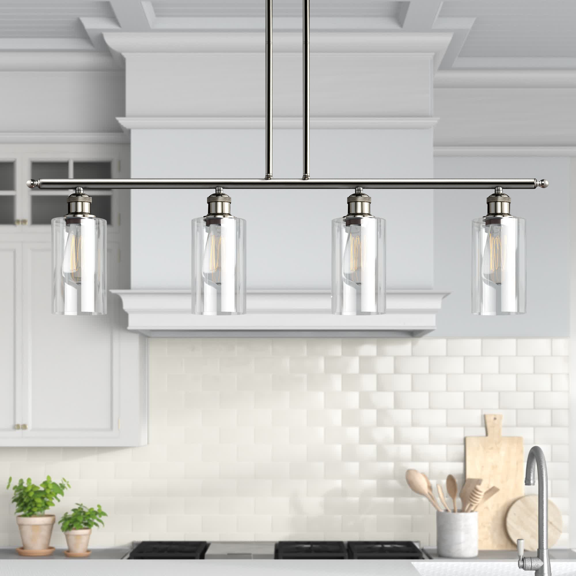 Three Posts™ Cloverdale 4 - Light Kitchen Island Cylinder Pendant | Wayfair