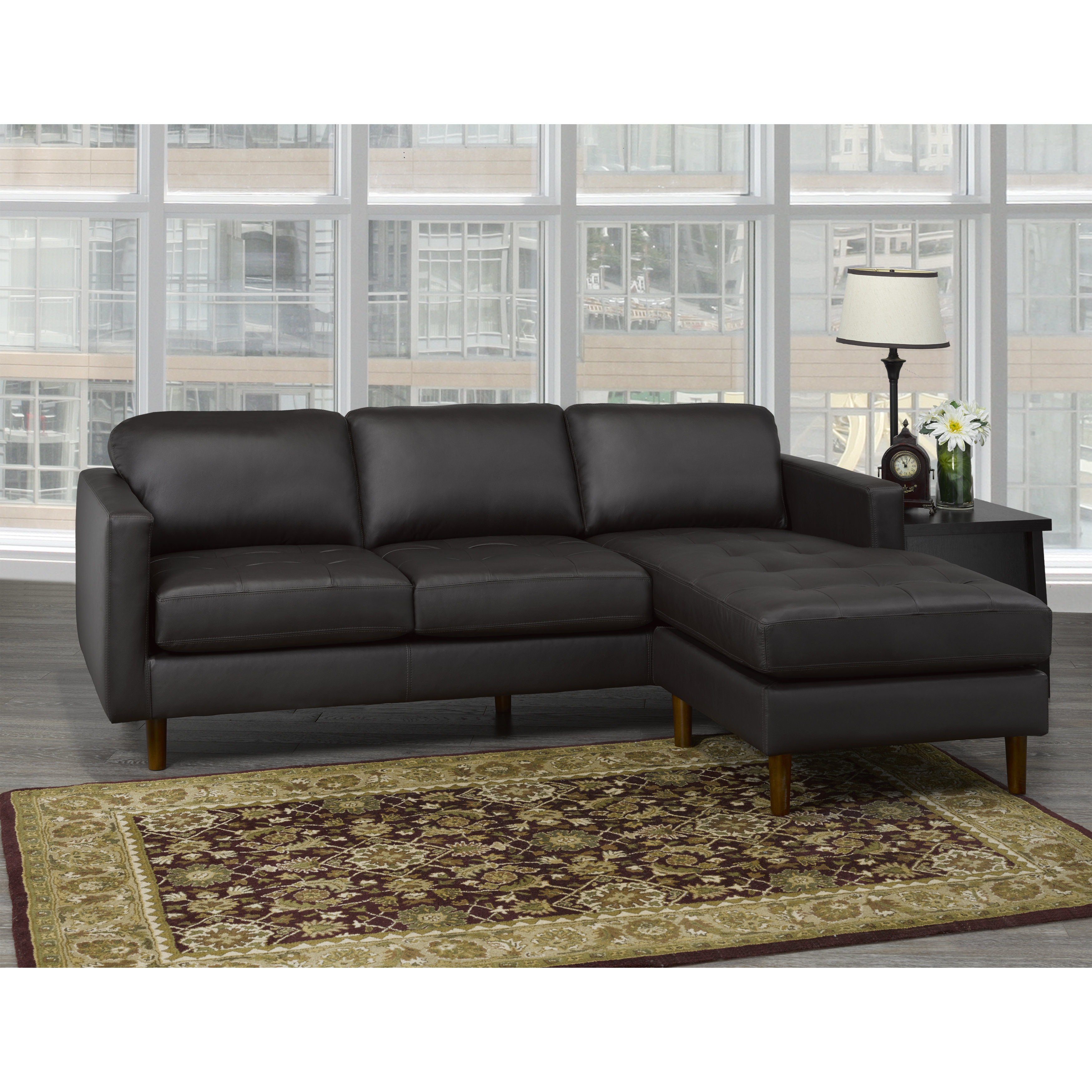 Brayden Studio Treva Right Hand Facing Leather Sectional Wayfair