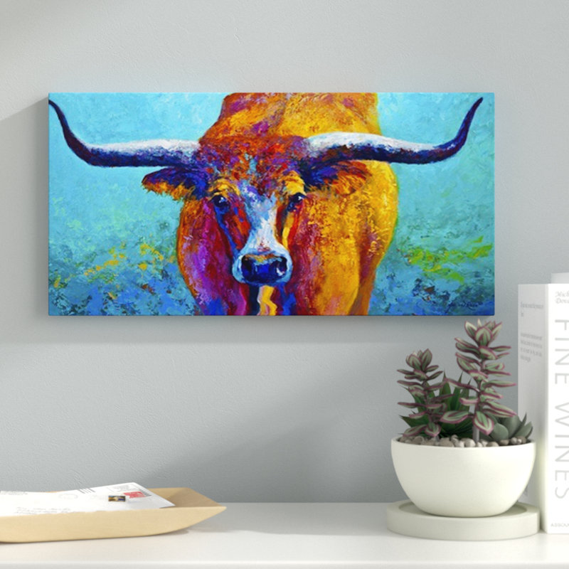Latitude Run Wide Spread Texas Longhorn Painting Print On