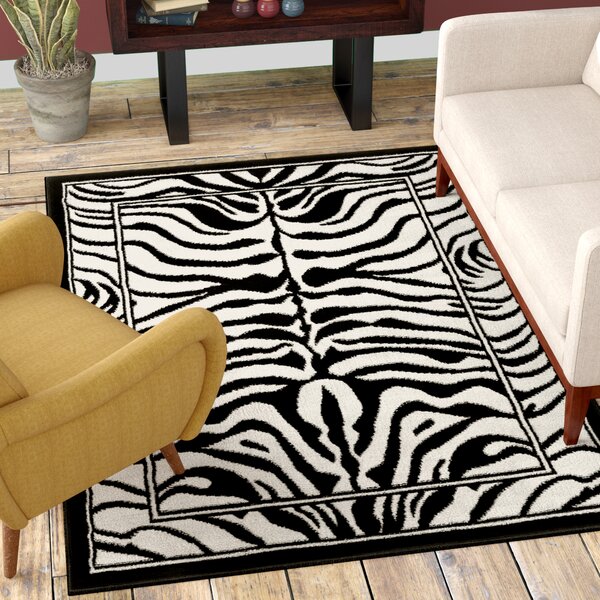 World Menagerie Kaly Zebra Print Ebony Area Rug & Reviews | Wayfair