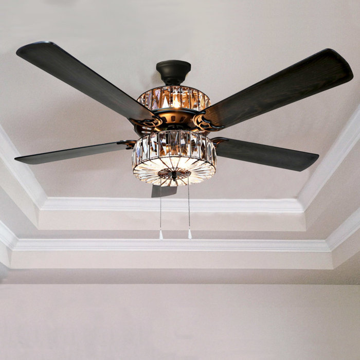 52 Caged Crystal 5 Blade Ceiling Fan With Remote Light Kit Included