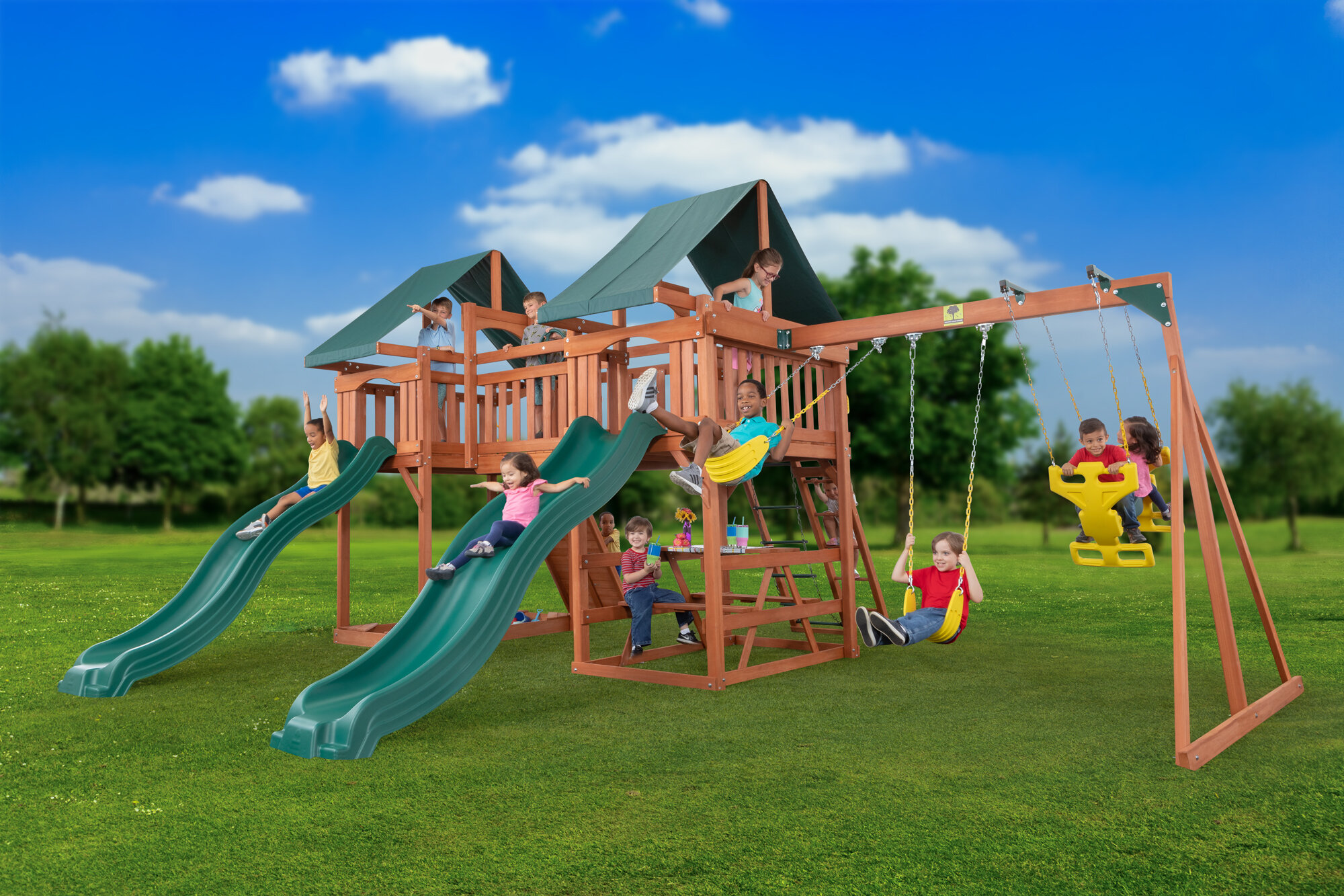 swing set with 10 ft slide