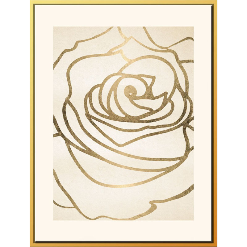Mercer41 Gold Rose Outline Framed Graphic Art On Canvas Wayfair