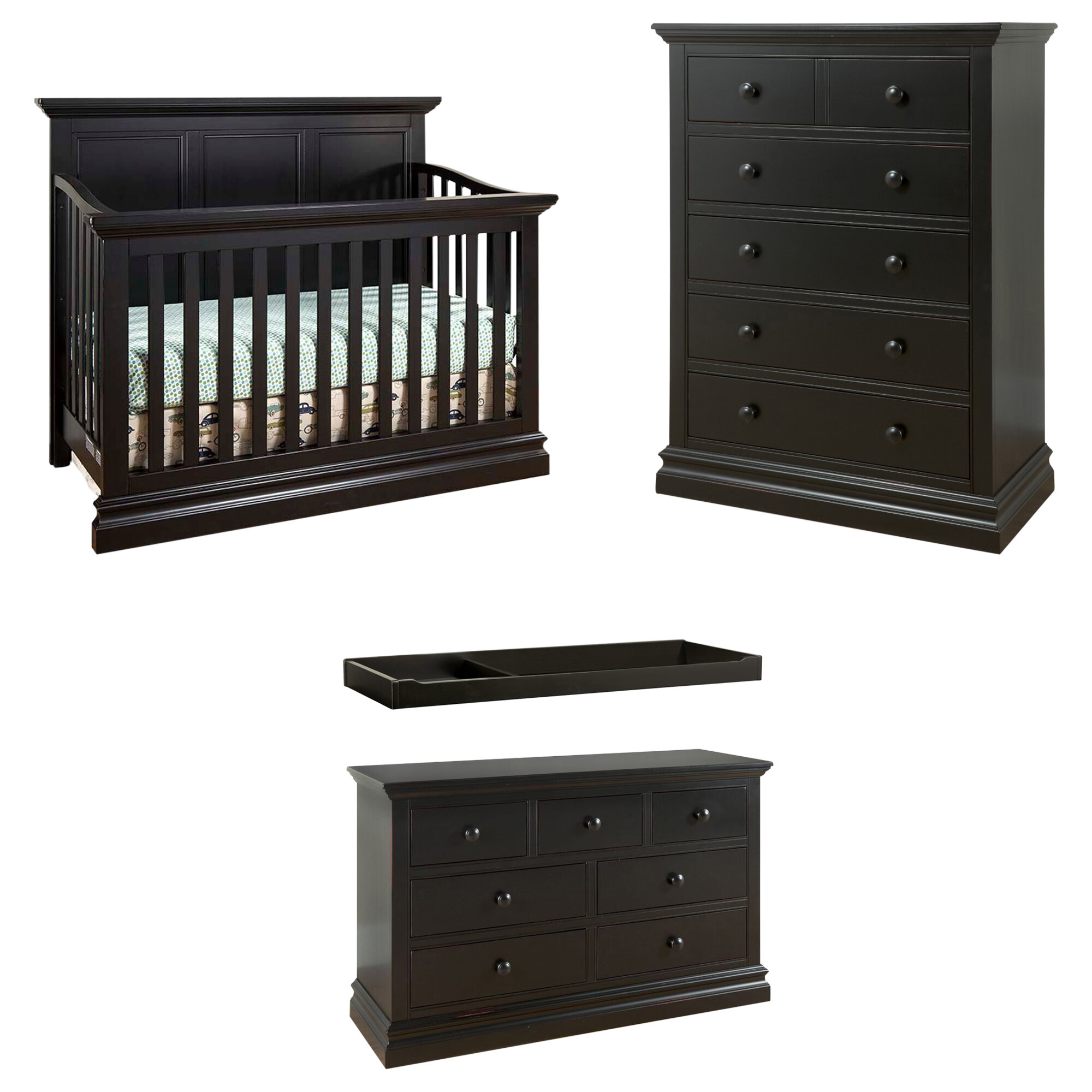 quality 3 in 1 cot bed changing table chest of drawers