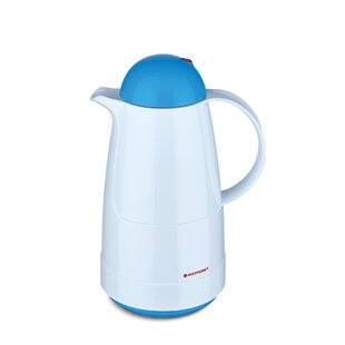 ROTPUNKT 210 Christine Insulated Jug 1.0 L BPA Free Made in Germany Warm Cold Keeping Glass Insert Shiny White Two-Function Twist Cap Healthy Drinking 