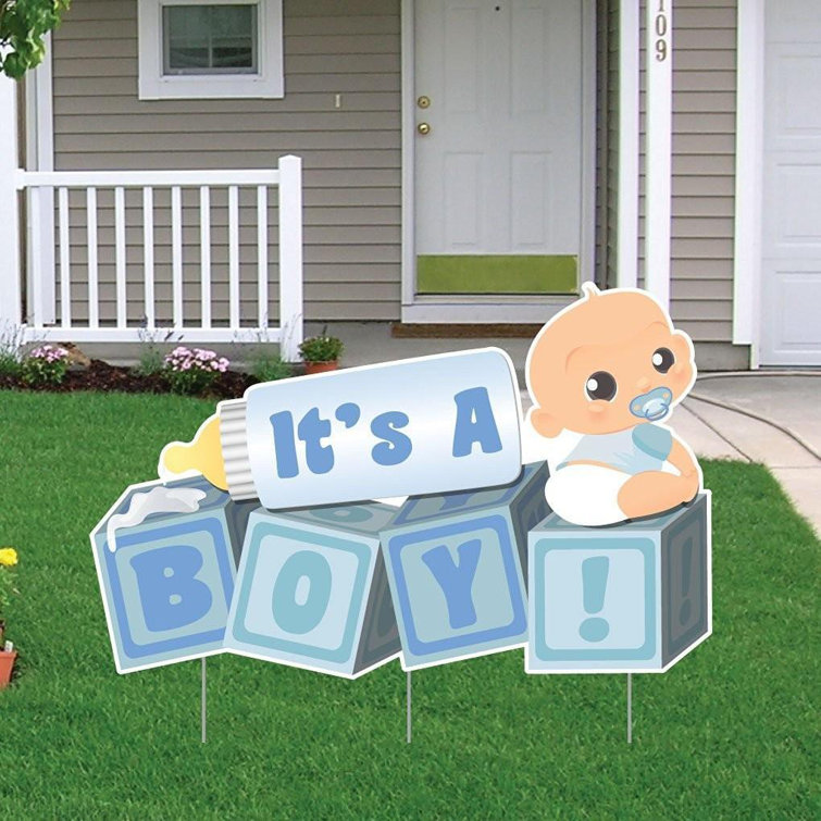 The Party Aisle It S A Boy Blocks Baby Announcement Yard Sign Reviews Wayfair Ca