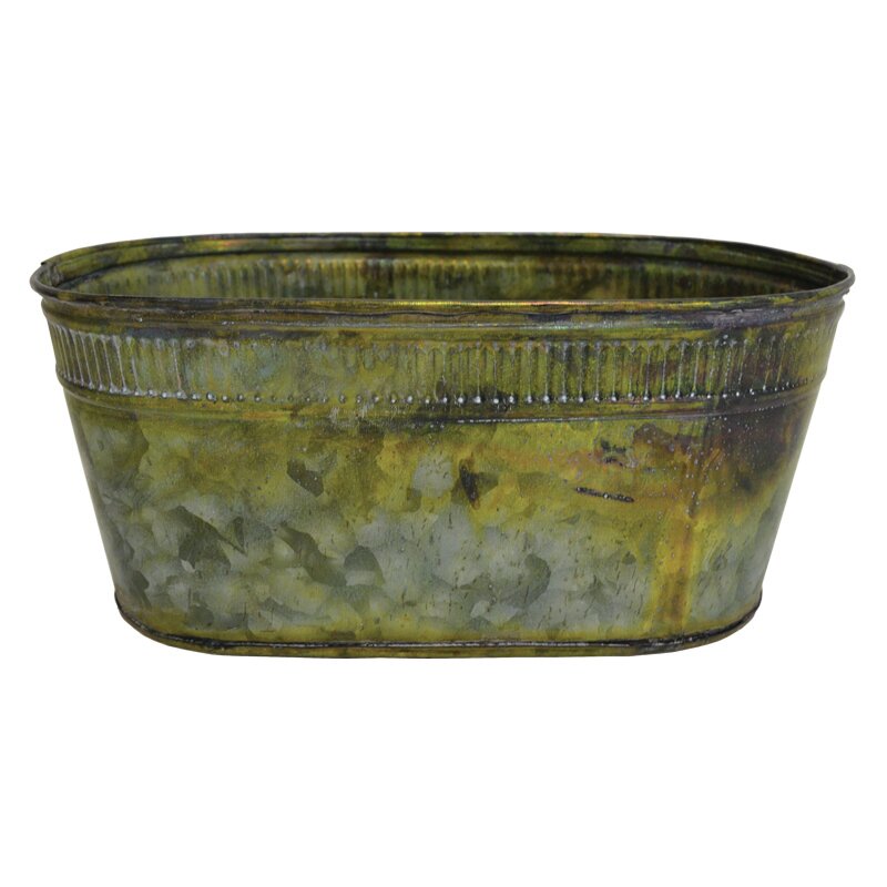 August Grove Proteus Oval Tin Pot Planter | Wayfair