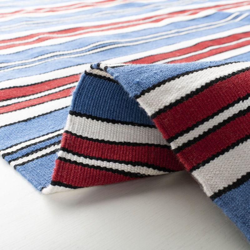 Lauren Ralph Lauren Leopold Stripe Handwoven Flatweave Royal Blue Red Area Rug Wayfair