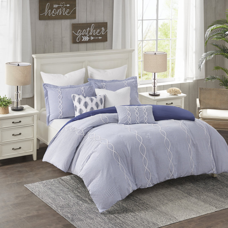 Madison Park Signature Blue Striped 100 Cotton 8 Piece Comforter Set Reviews Wayfair Find stylish home furnishings and decor at great prices! blue striped 100 cotton 8 piece comforter set