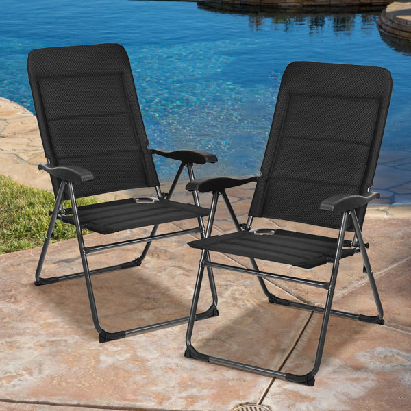 2 Pcs Outdoor Lawn Yard Patio Folding Chairs Comfortable Relaxing Around D Pool 