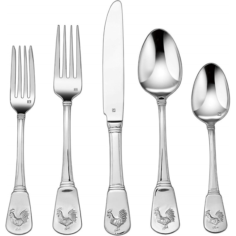 Cuisinart Elite French Rooster 20 Piece Stainless Steel Flatware Set Service For 4 Reviews Wayfair