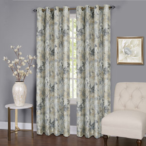Genevrier Lined Nature/Floral Room Darkening Thermal Single Curtain Panel