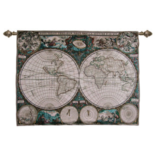 world map wall hanging fabric