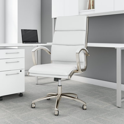 Bush Business Furniture 400 Series High Back Leather Executive Office Chair in White Bush Business Furniture