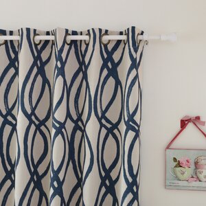 Wave Room Geometric Semi-Sheer Grommet Curtain Panels (Set of 2)