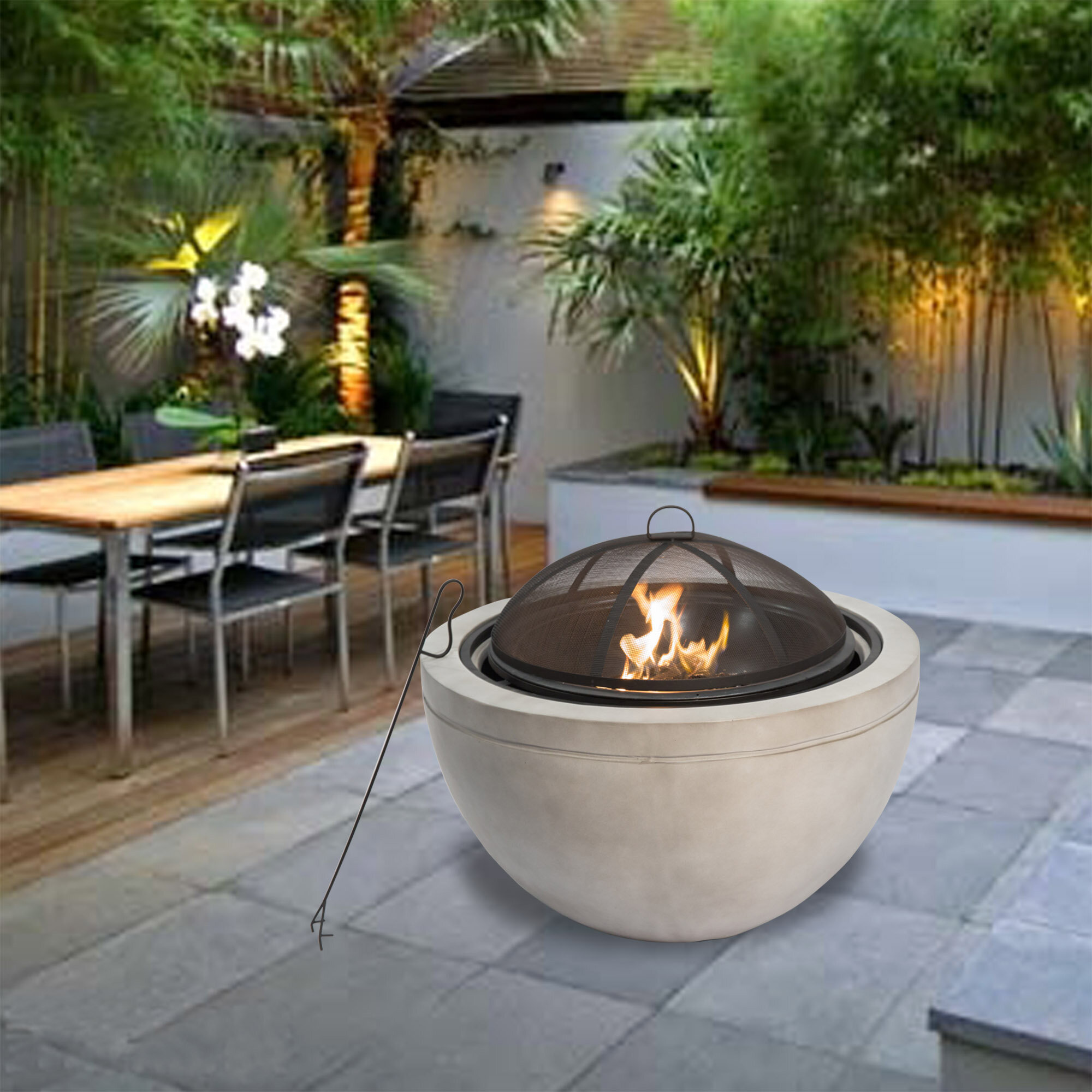 Ebern Designs Colis Round Concrete Wood Burning Fire Pit Reviews