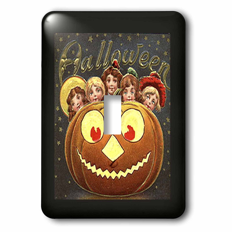 Halloween Jack O Lantern and Children 1-Gang Toggle Light Switch Wall Plate